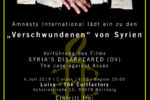 Veranstaltungsplakat "Syria's Disappeared"